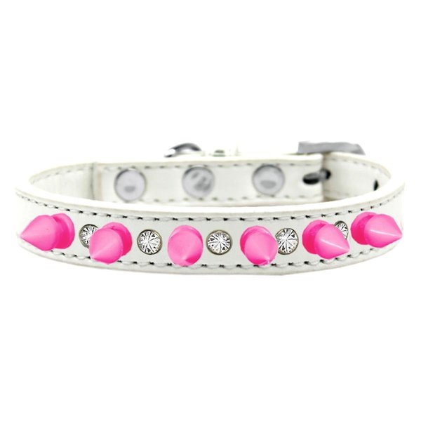 Pet Pal Crystal & Bright Pink Spikes Dog CollarWhite Size 12 PE867905